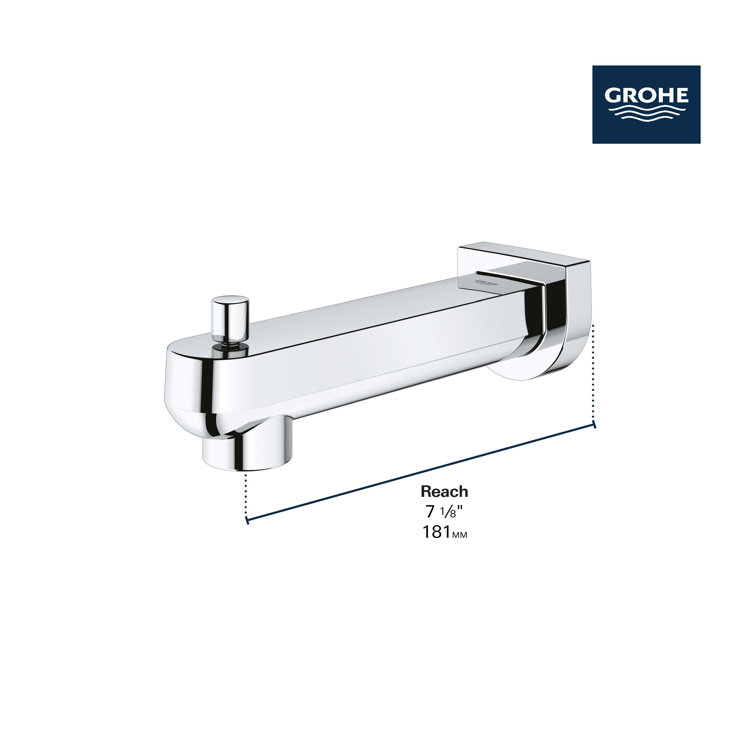 Chrome Wall Mounted Tub Spout with Diverter