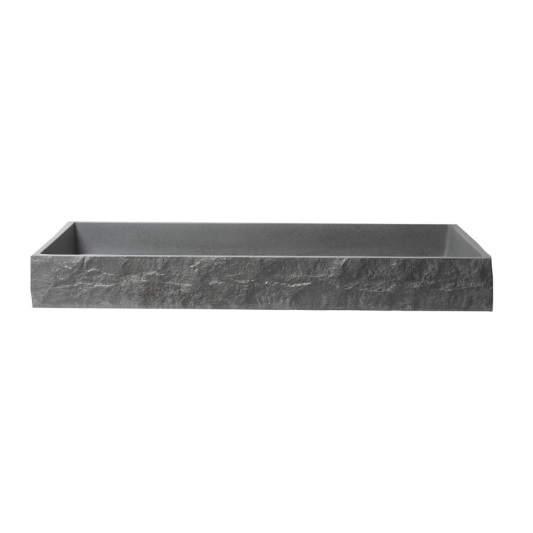 Gray Matte Concrete Rectangular Bathroom Sink, 39.6"