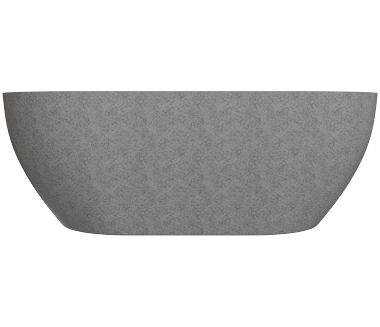 59'' Gray Matte Solid Concrete Oval Freestanding Bathtub