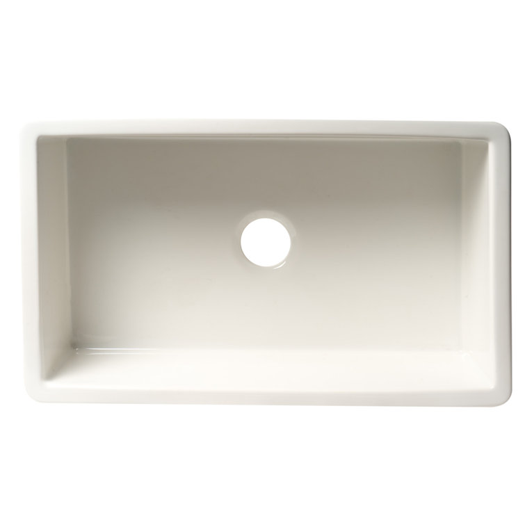 White Fireclay 32" Drop-In Farmhouse Kitchen Sink