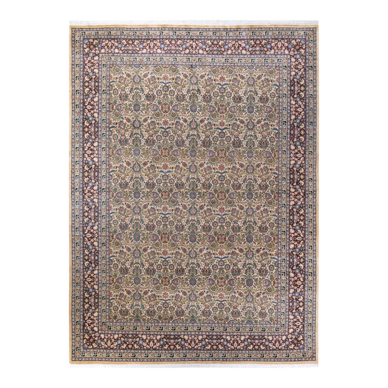 Ivory Hand-Knotted Wool Traditional 9' x 12' Area Rug
