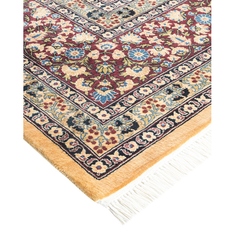 Ivory Hand-Knotted Wool Traditional 9' x 12' Area Rug