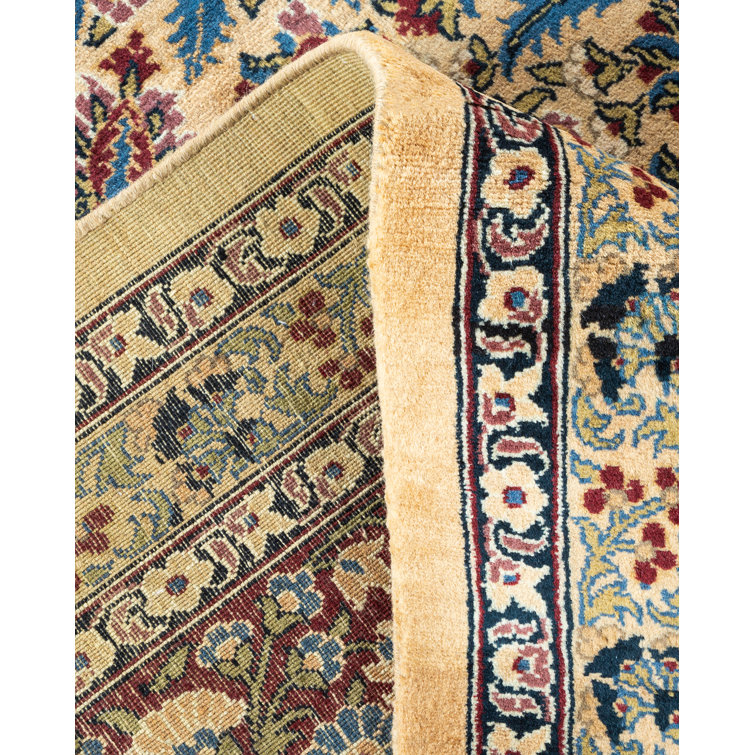 Ivory Hand-Knotted Wool Traditional 9' x 12' Area Rug