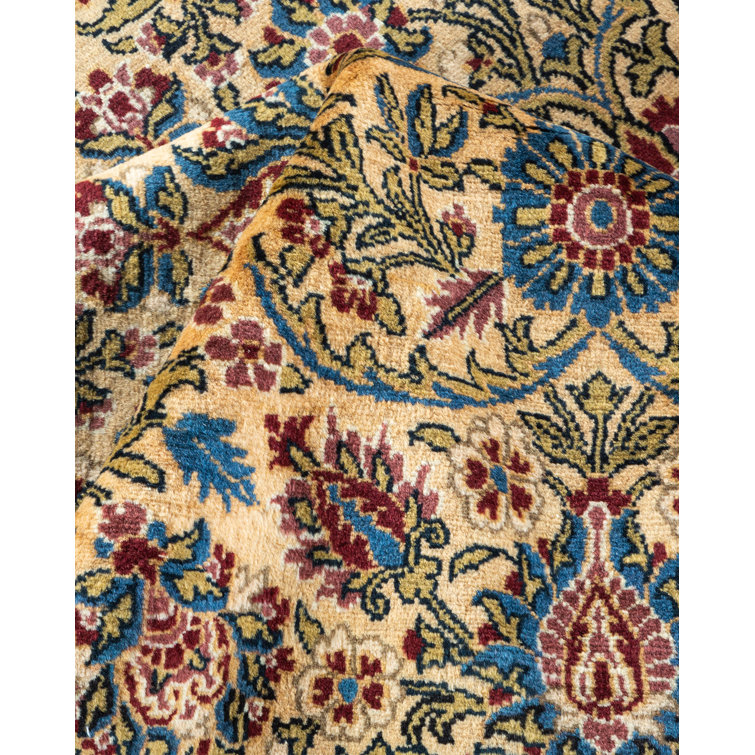 Ivory Hand-Knotted Wool Traditional 9' x 12' Area Rug