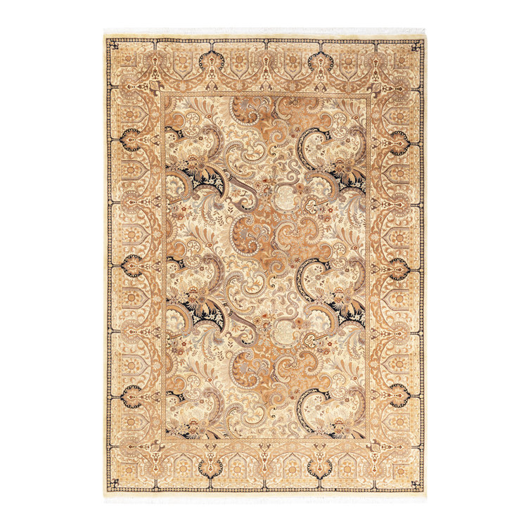Ivory Hand-Knotted Wool Geometric 8' x 10' Area Rug