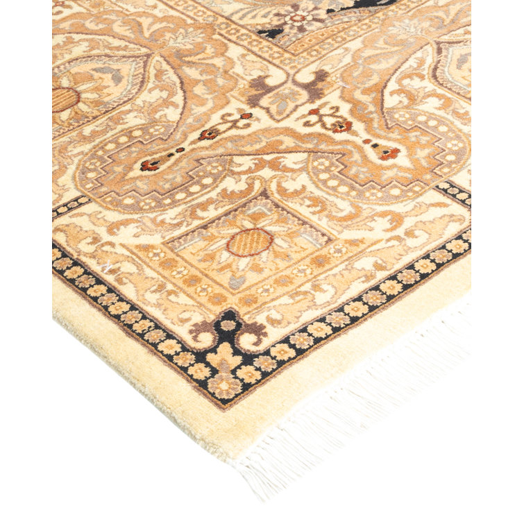 Ivory Hand-Knotted Wool Geometric 8' x 10' Area Rug
