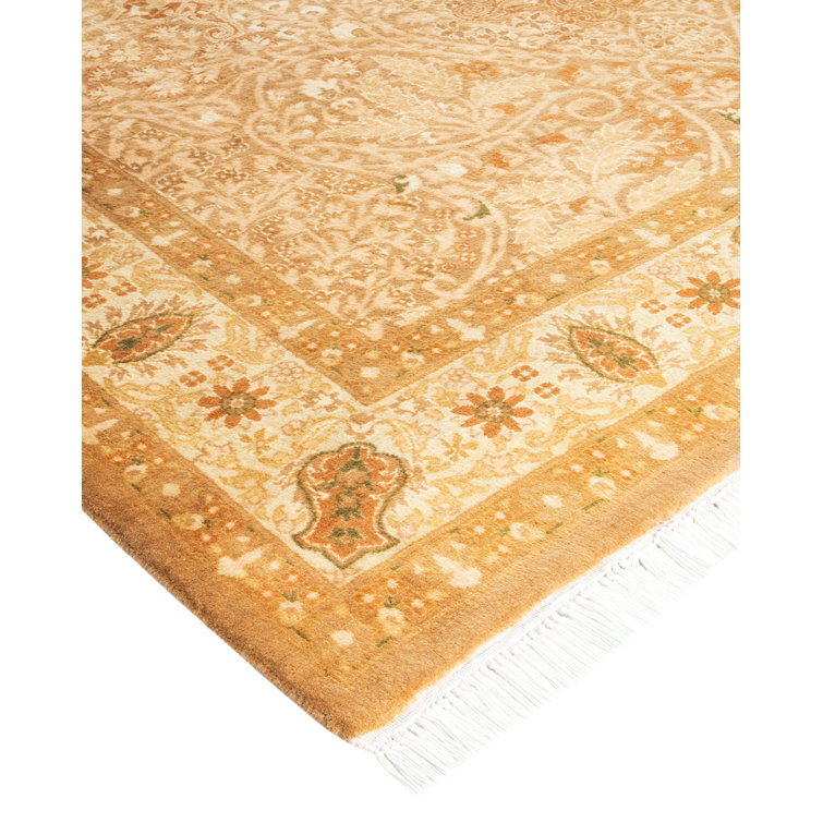 Handmade Brown Wool 8' x 10' Oriental Area Rug