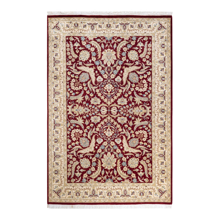 Handmade Red Wool 4' x 6' Oriental Area Rug
