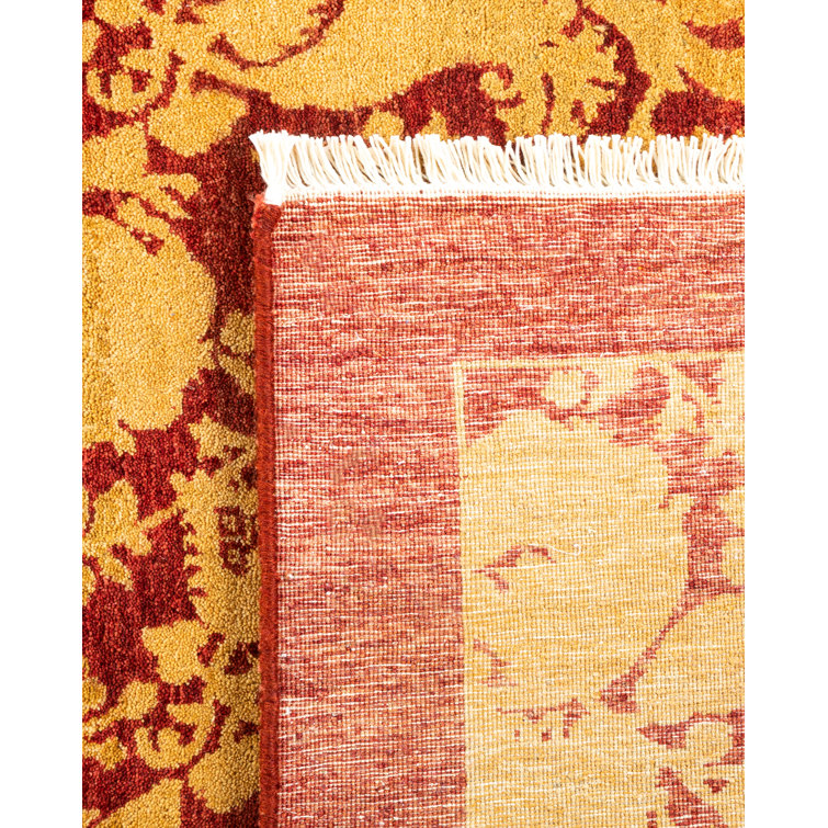 Hand-Knotted Red Wool 4' x 6' Traditional Area Rug