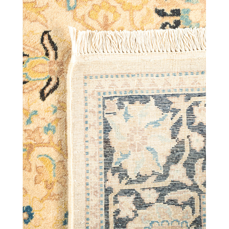 Hand-Knotted Ivory Wool Geometric Traditional Area Rug 3' x 5'