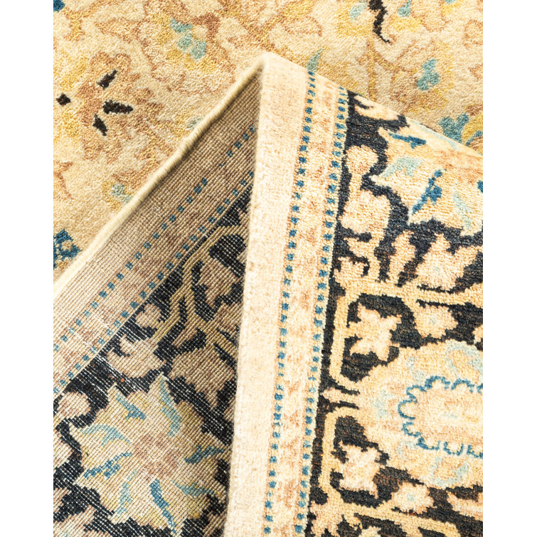 Hand-Knotted Ivory Wool Geometric Traditional Area Rug 3' x 5'