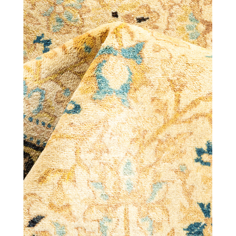 Hand-Knotted Ivory Wool Geometric Traditional Area Rug 3' x 5'