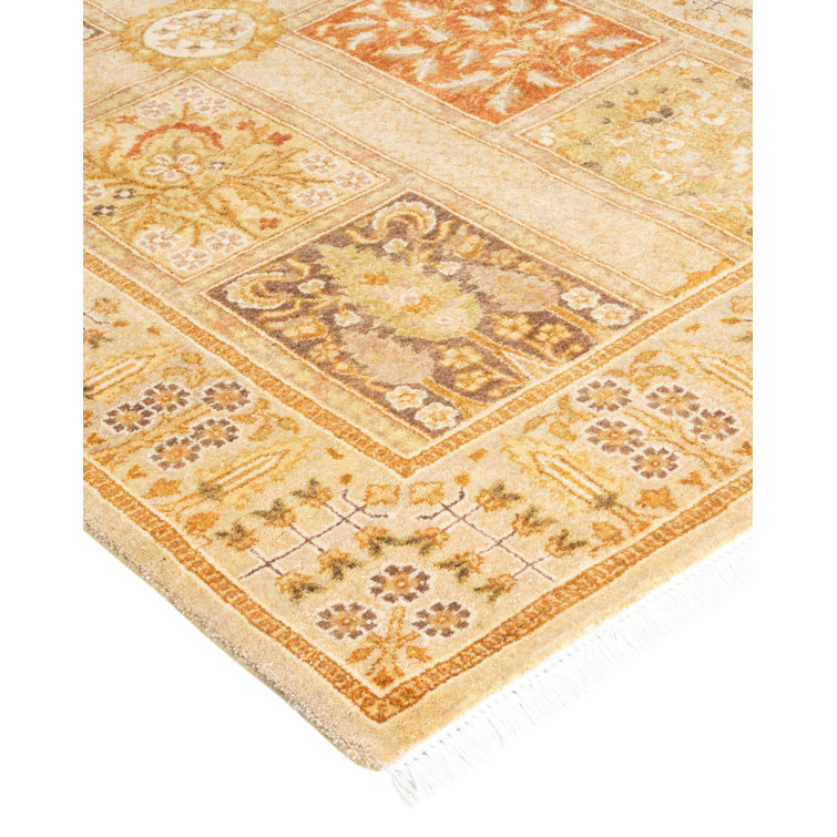 Ivory Hand-Knotted Wool Traditional Runner Rug