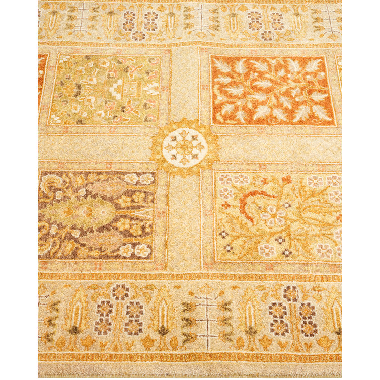 Ivory Hand-Knotted Wool Traditional Runner Rug