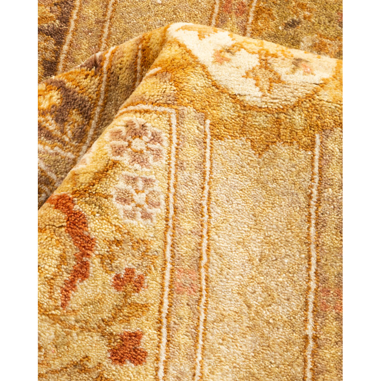 Ivory Hand-Knotted Wool Traditional Runner Rug
