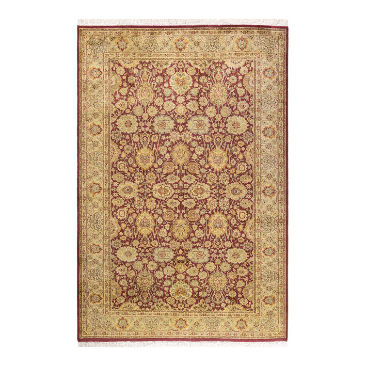 Hand-Knotted Purple Geometric Wool 5x8 Area Rug