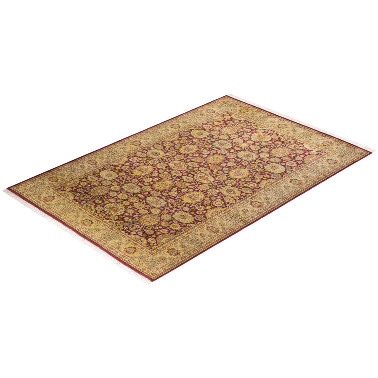 Hand-Knotted Purple Geometric Wool 5x8 Area Rug