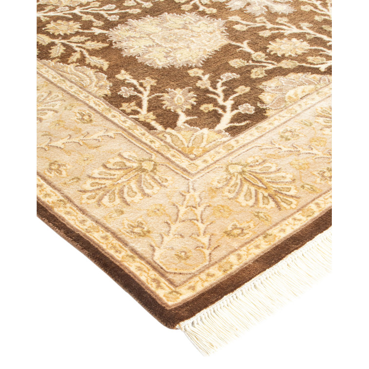 Handmade Yellow Wool Rectangular Area Rug 4'1" x 6'
