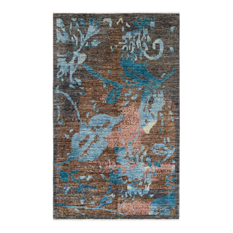 Hand-Knotted Gray Wool Abstract 8' x 10' Rug