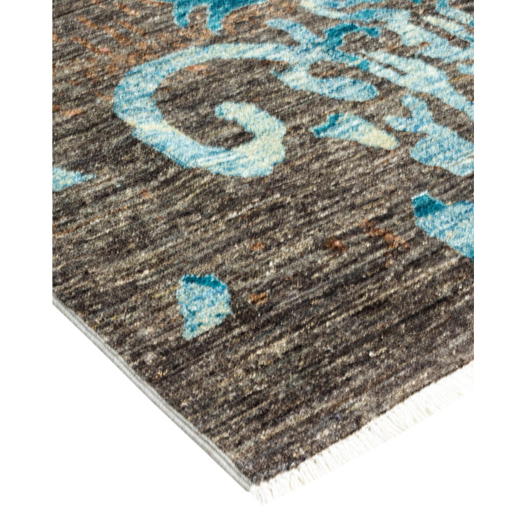 Hand-Knotted Gray Wool Abstract 8' x 10' Rug