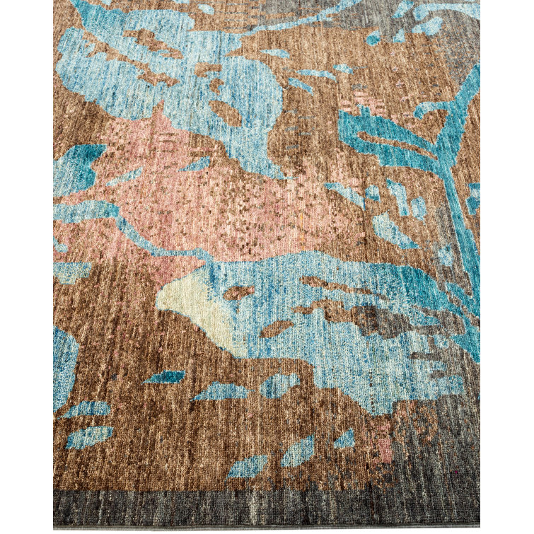 Hand-Knotted Gray Wool Abstract 8' x 10' Rug