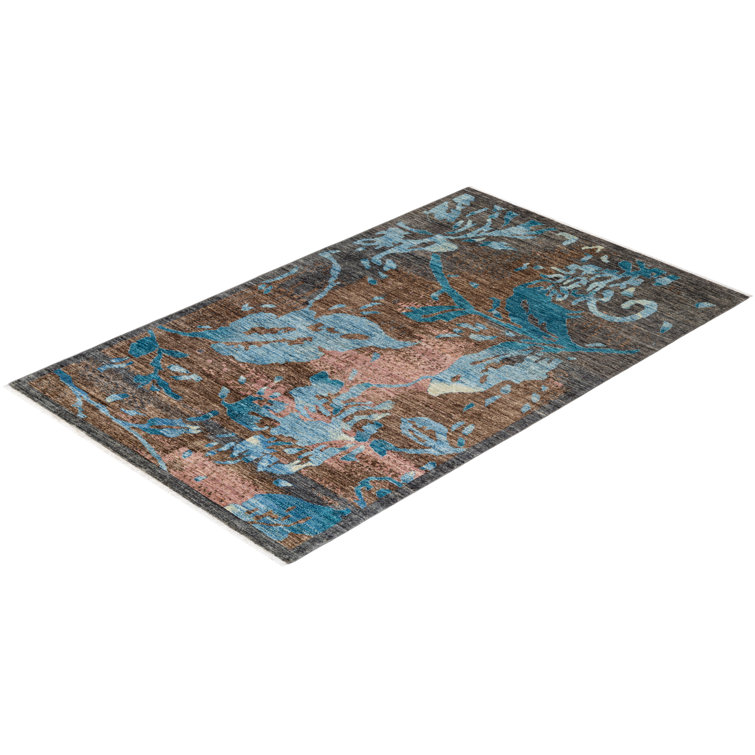 Hand-Knotted Gray Wool Abstract 8' x 10' Rug