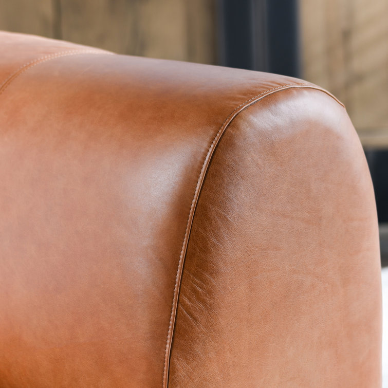 Arcadia Autumn Brown Genuine Leather Accent Chair