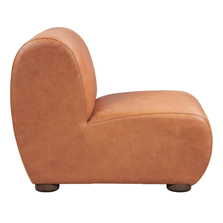 Arcadia Autumn Brown Genuine Leather Accent Chair