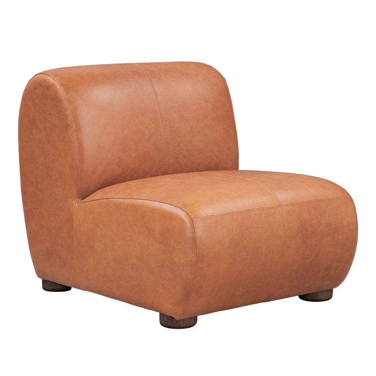 Arcadia Autumn Brown Genuine Leather Accent Chair