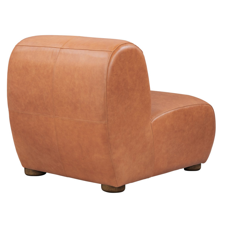 Arcadia Autumn Brown Genuine Leather Accent Chair