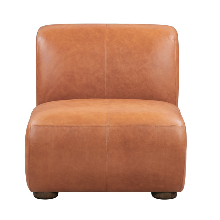 Arcadia Autumn Brown Genuine Leather Accent Chair