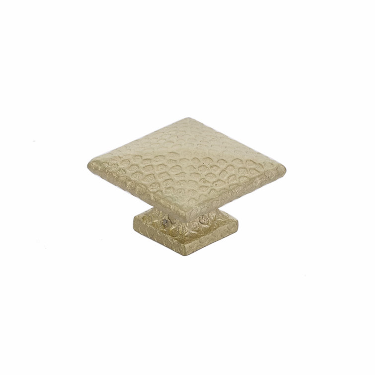 Satin Brass Square Dimpled Cabinet Knob with Mounting Hardware