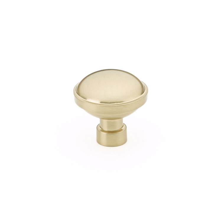 Brushed Satin Brass Round Cabinet Knob with Mounting Hardware