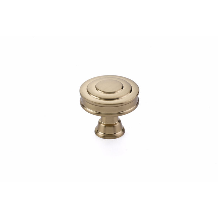 Satin Brass Round Transitional Mushroom Cabinet Knob