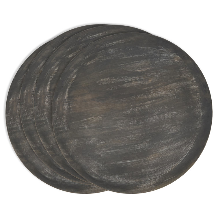 Rustic Black Mango Wood 14" Charger Set