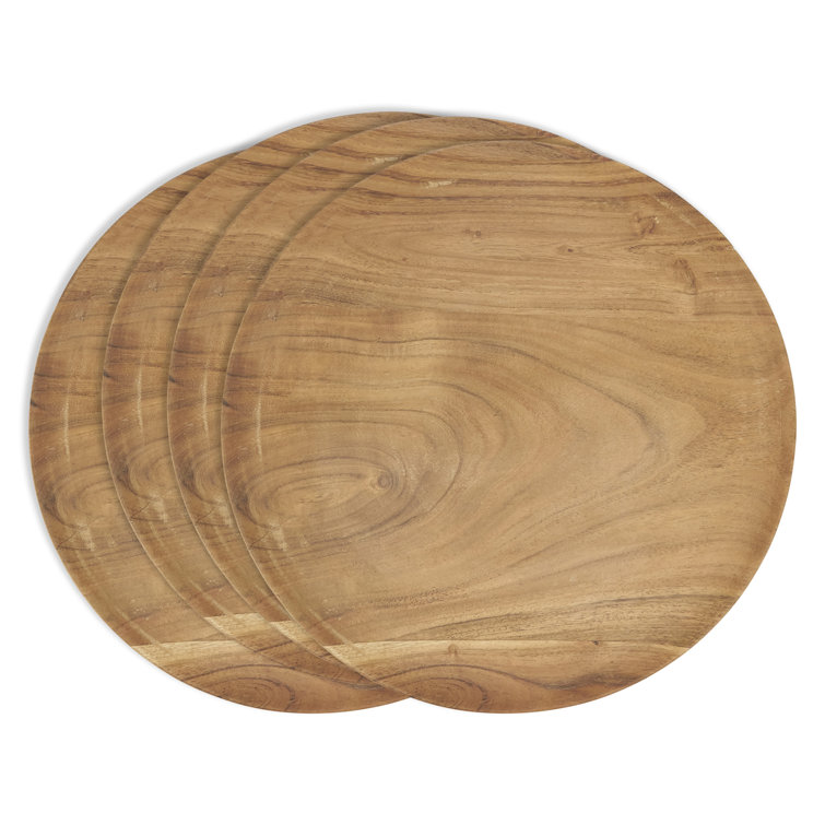 14 in. Natural Mango Wood Rustic Chargers, Set of 4
