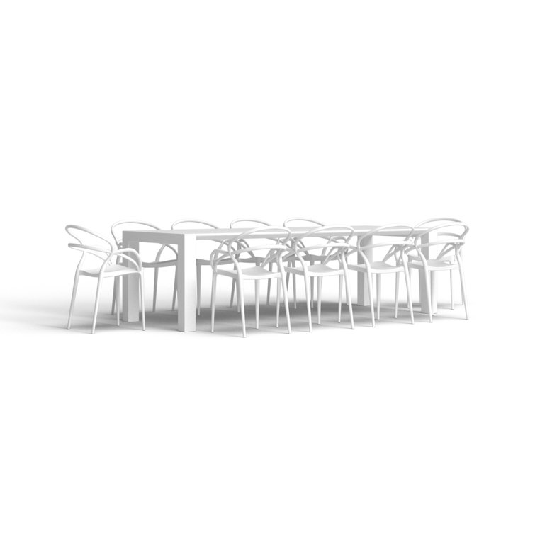 Mila White Extendable 10-Person Outdoor Dining Set