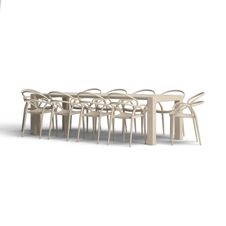 Mila Taupe Extendable 10-Person Outdoor Dining Set with Stackable Chairs