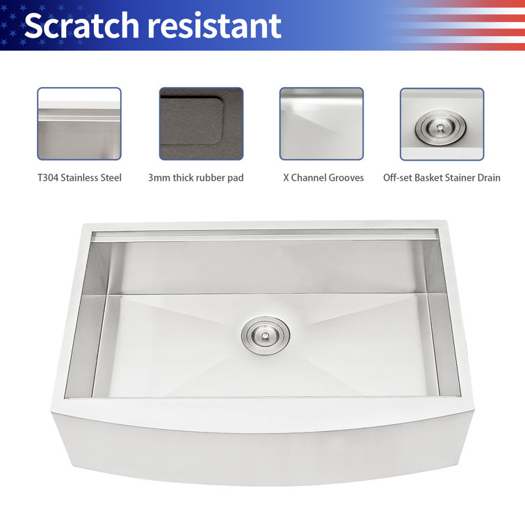 30'' Stainless Steel Farmhouse Single Bowl Kitchen Sink with Accessories