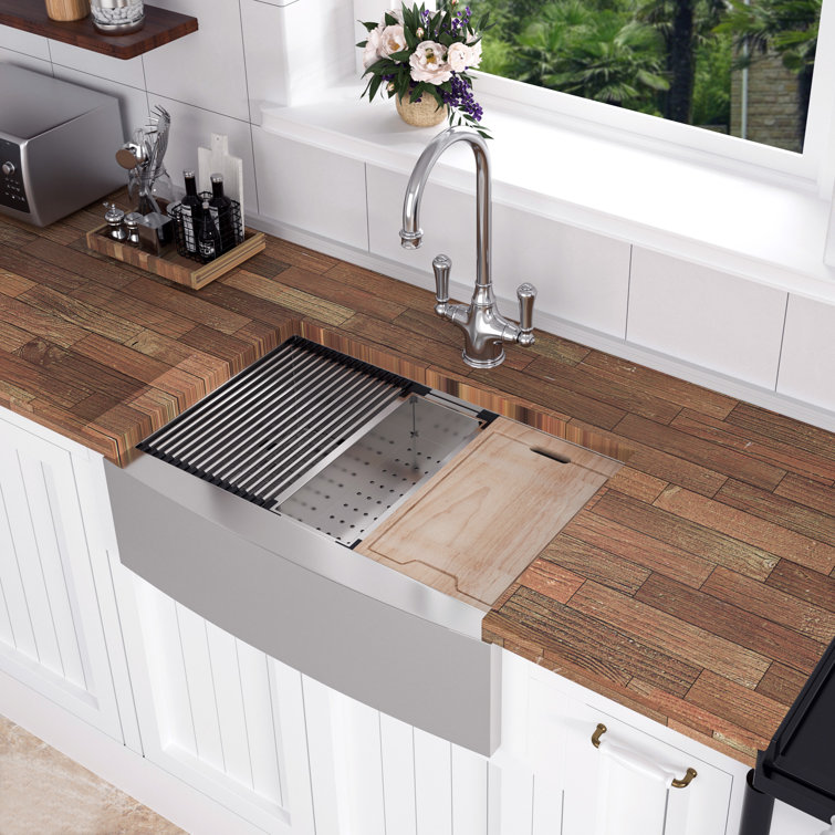 30'' Stainless Steel Farmhouse Single Bowl Kitchen Sink with Accessories