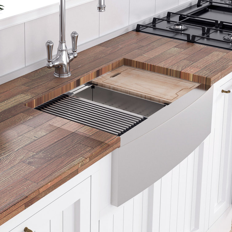 30'' Stainless Steel Farmhouse Single Bowl Kitchen Sink with Accessories