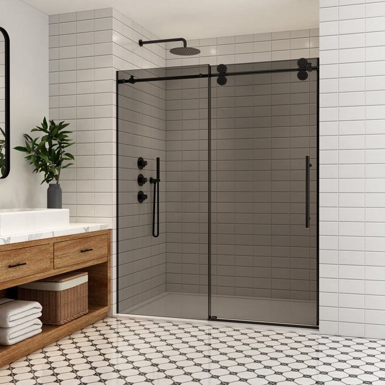 Echarri Matte Black Stainless Steel Frameless Sliding Shower Door