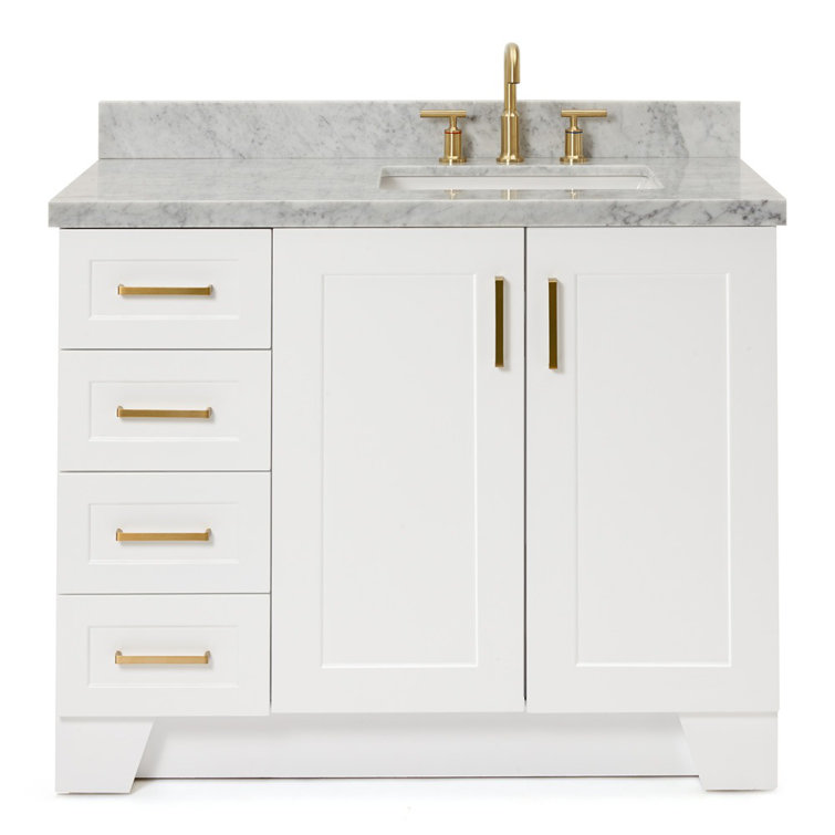 White 43" Single Sink Vanity with Marble Top