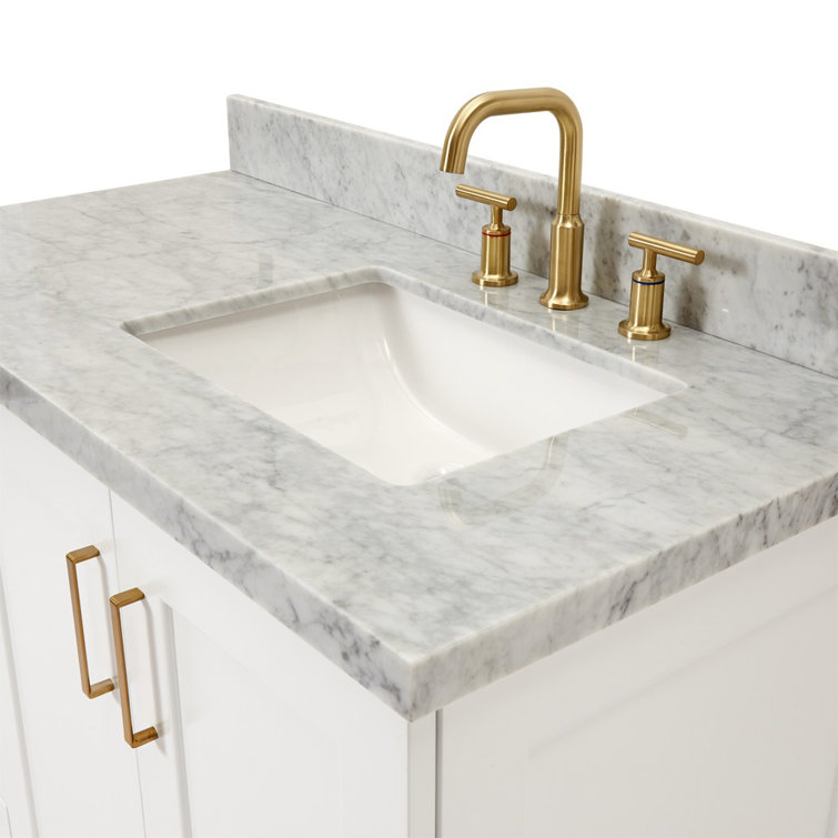 White 43" Single Sink Vanity with Marble Top