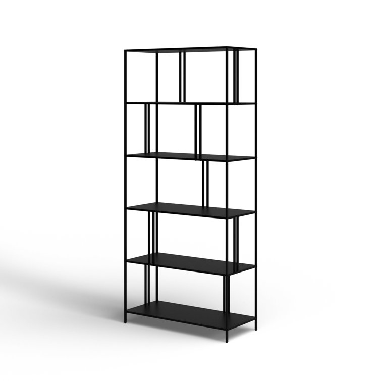 Industrial Blackened Bronze 5-Tier Staggered Bookcase