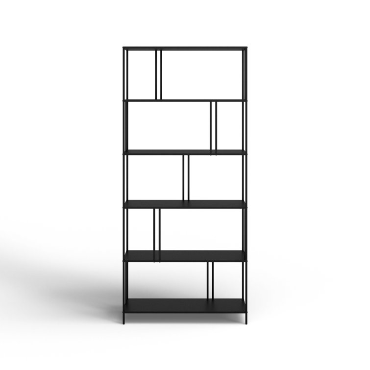 Industrial Blackened Bronze 5-Tier Staggered Bookcase