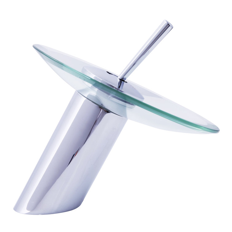 Polished Chrome Glass Waterfall Single-Handle Bathroom Faucet
