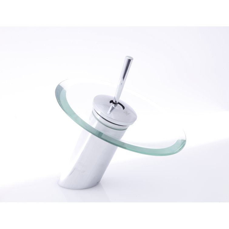 Polished Chrome Glass Waterfall Single-Handle Bathroom Faucet