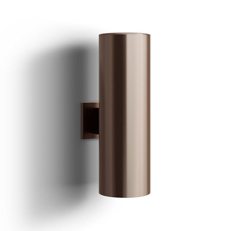 Bronze 2-Light Cylinder Outdoor Aluminum Wall Sconce