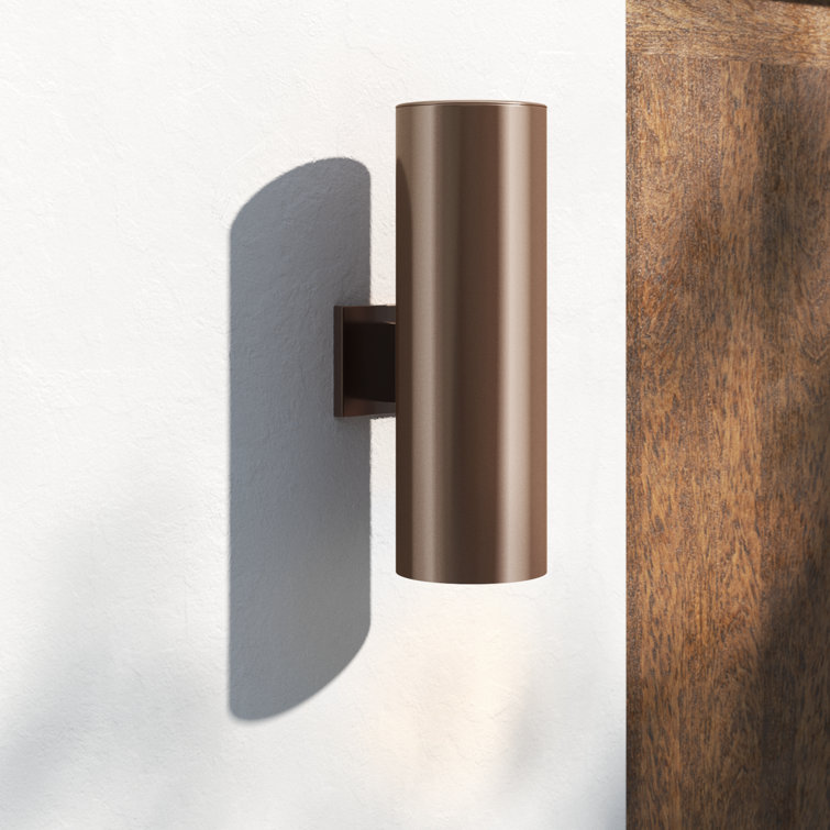 Bronze 2-Light Cylinder Outdoor Aluminum Wall Sconce